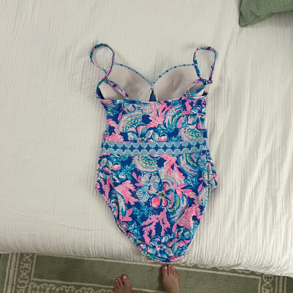 Lilly Pulitzer Womens Size 10 One-Piece Swimsuit - Blue and Pink - Picture 2 of 5